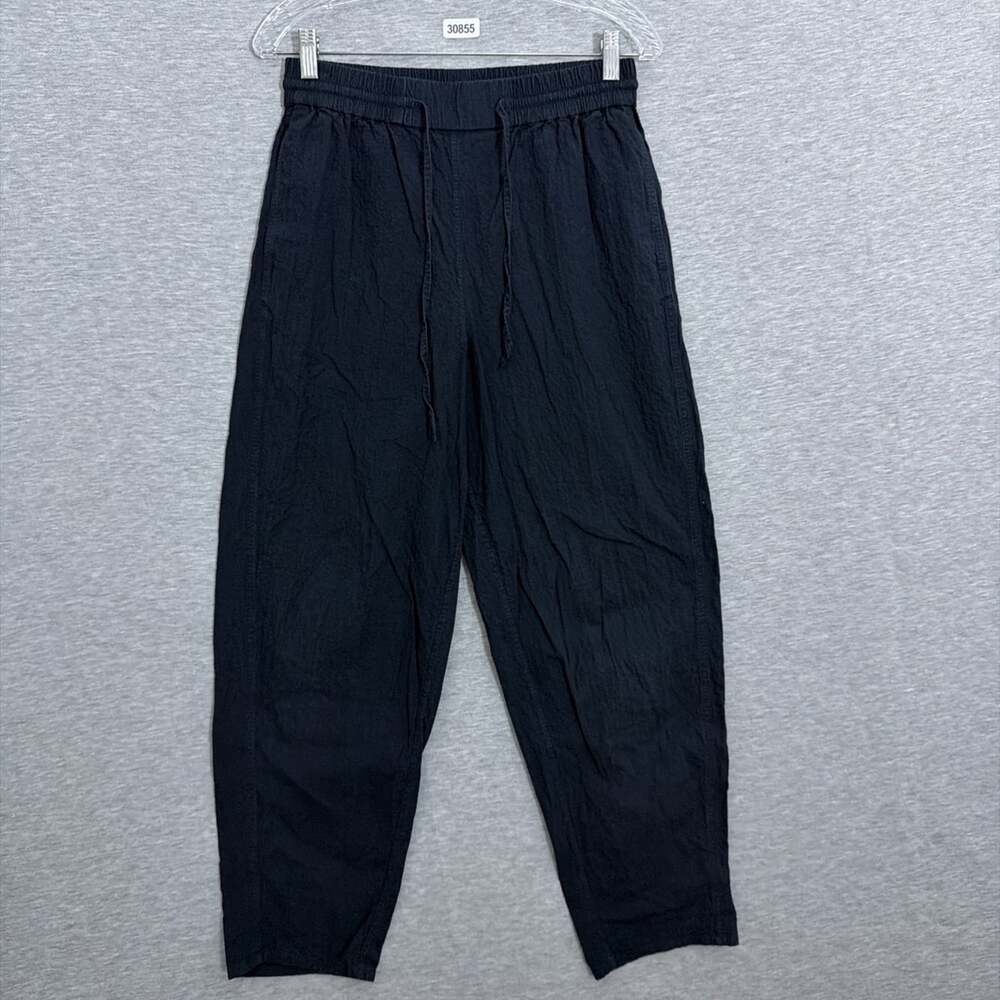 COS Women's Size Euro 38 Black Textured High Waisted Drawstring Tapered Pants